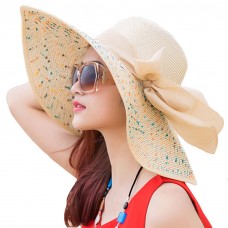 Mujer&apos;s Folable Floppy Hat Big Bowknot Straw Hat Wide Brim Beach Hat 50+ UPF Sun  eb-02093119